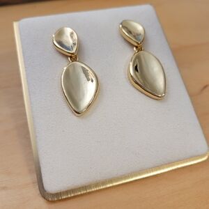 14kt Gold Plated Drop Earrings • Brand New • Pale Shiny Gold